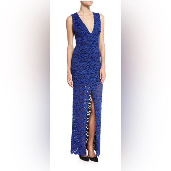 Alice+ Olivia Elegant Royal Blue Lace Evening Gown, US2 - Picture 2 of 11